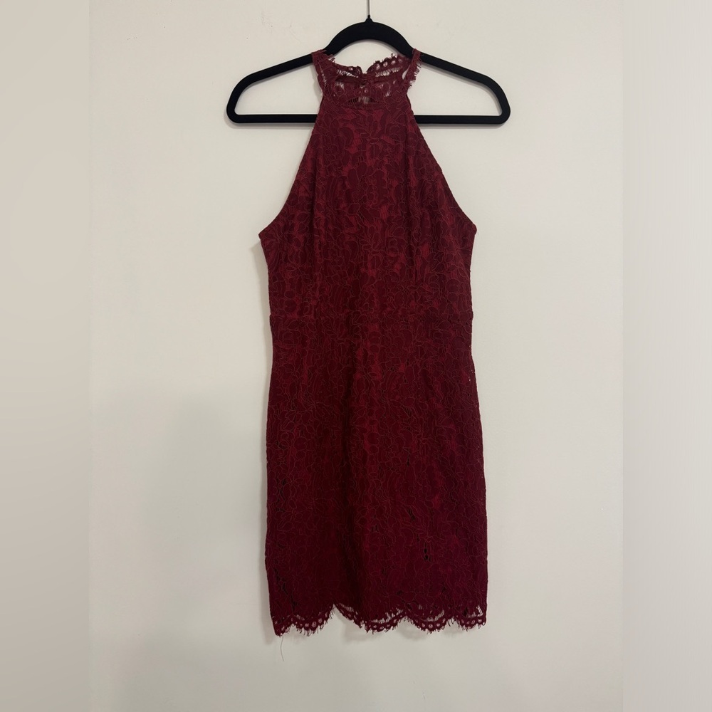 Zalalus burgundy red halter dress